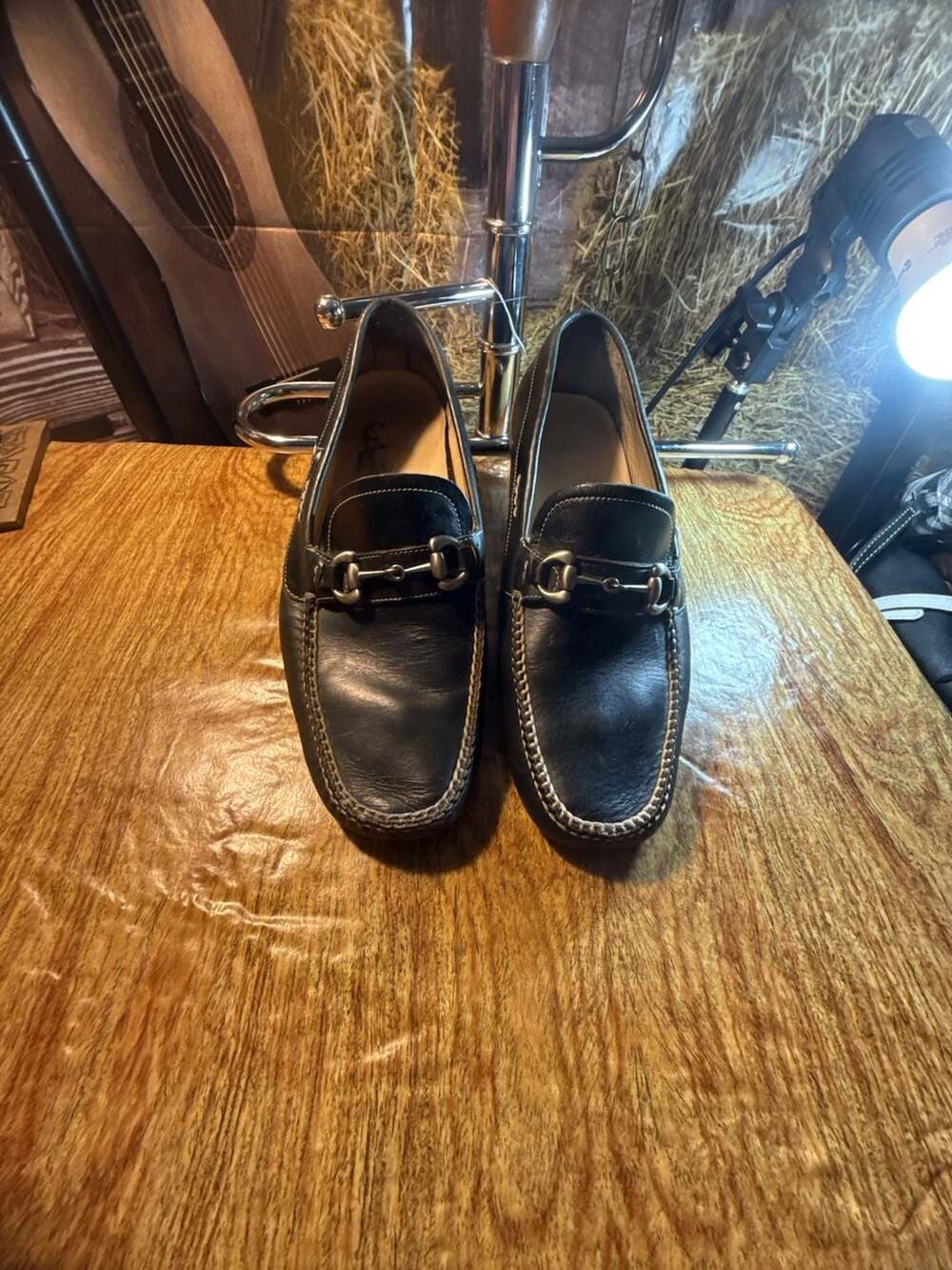 Men's Black Leather Horsebit Loafers